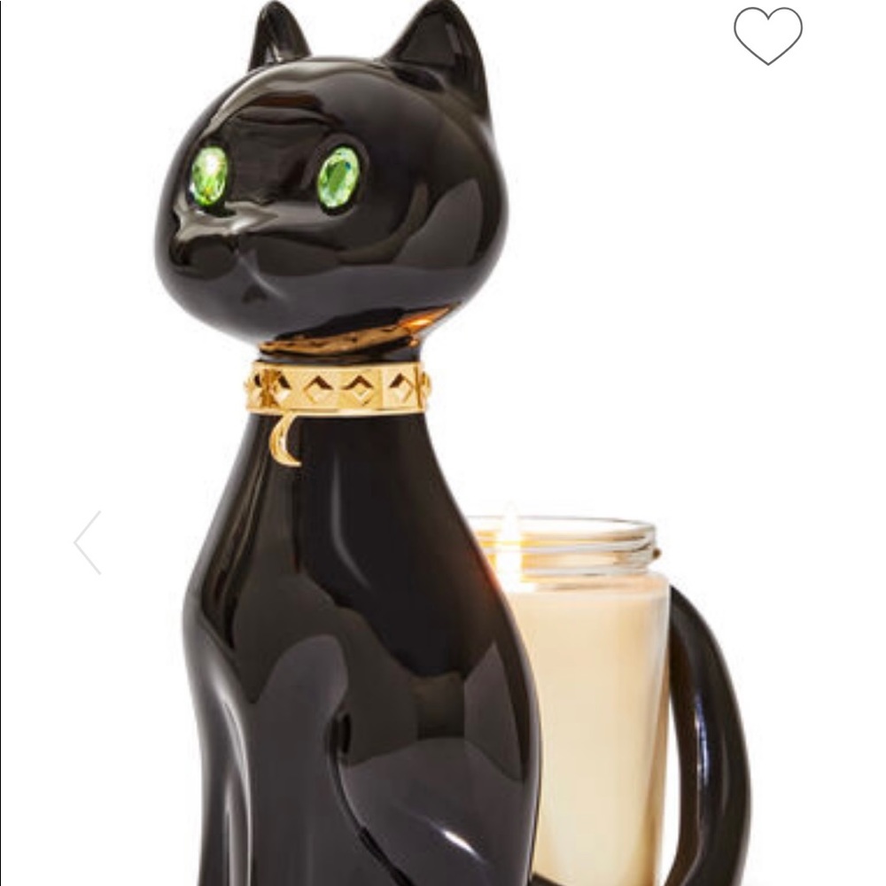 Bath and Body Works BBW Halloween Black Cat single wick candle holder!
